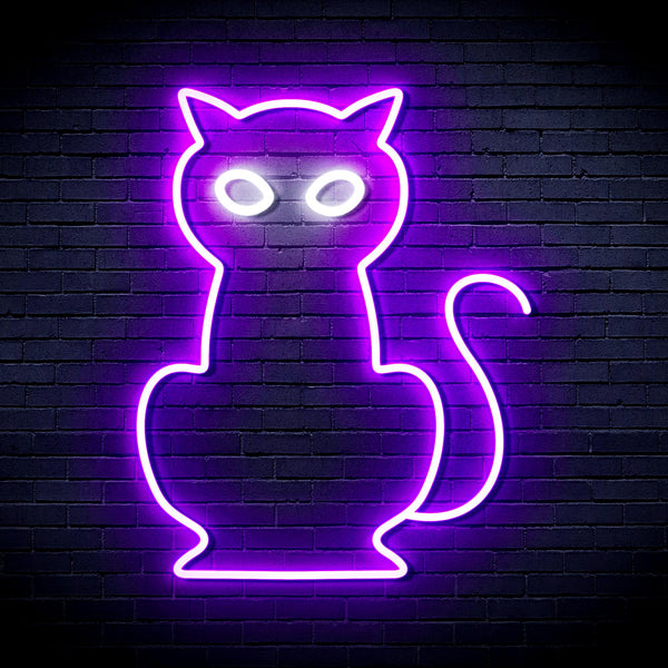 advpro-cat-ultra-bright-led-neon-sign-fnu0084 - White & Purple
