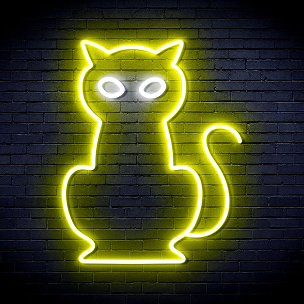 advpro-cat-ultra-bright-led-neon-sign-fnu0084 - White & Yellow