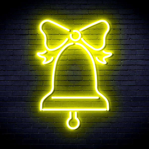 advpro-christmas-bell-with-ribbon-ultra-bright-led-neon-sign-fnu0094 - Yellow