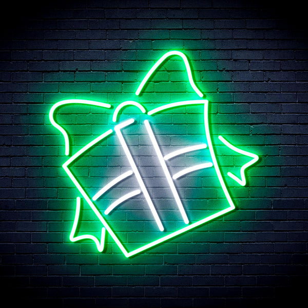 advpro-cchristmas-present-ultra-bright-led-neon-sign-fnu0096 - White & Green