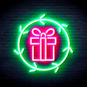 advpro-christmas-present-in-holly-wreath-ultra-bright-led-neon-sign-fnu0099 - Green & Pink