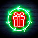 advpro-christmas-present-in-holly-wreath-ultra-bright-led-neon-sign-fnu0099 - Green & Red