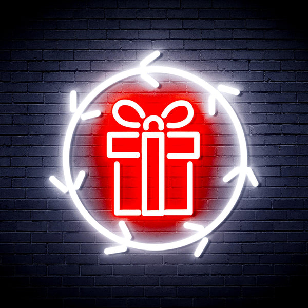 advpro-christmas-present-in-holly-wreath-ultra-bright-led-neon-sign-fnu0099 - White & Red