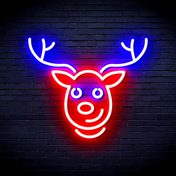advpro-christmas-deer-face-ultra-bright-led-neon-sign-fnu0100 - Blue & Red