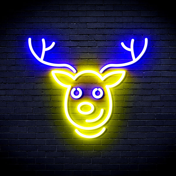 advpro-christmas-deer-face-ultra-bright-led-neon-sign-fnu0100 - Blue & Yellow