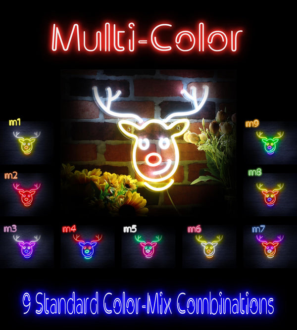 advpro-christmas-deer-face-ultra-bright-led-neon-sign-fnu0100 - Multi-Color