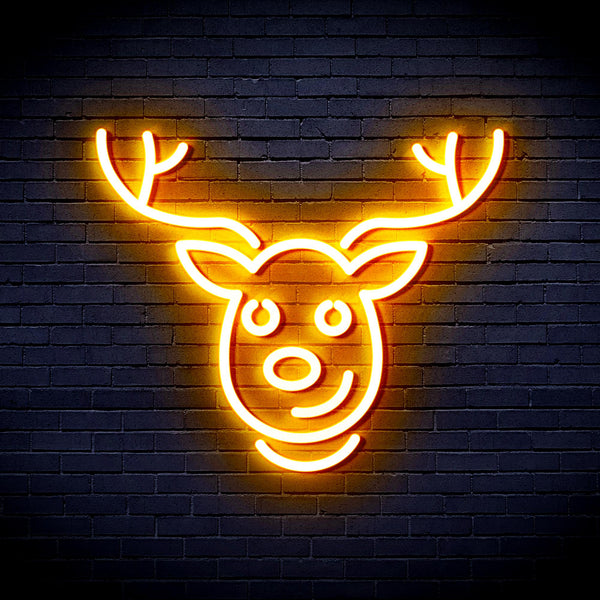 advpro-christmas-deer-face-ultra-bright-led-neon-sign-fnu0100 - Golden Yellow