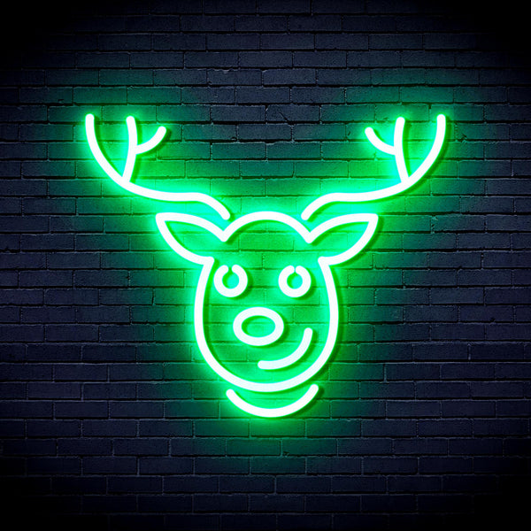 advpro-christmas-deer-face-ultra-bright-led-neon-sign-fnu0100 - Green