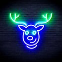 advpro-christmas-deer-face-ultra-bright-led-neon-sign-fnu0100 - Green & Blue