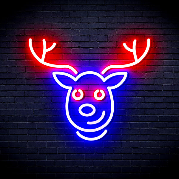 advpro-christmas-deer-face-ultra-bright-led-neon-sign-fnu0100 - Red & Blue