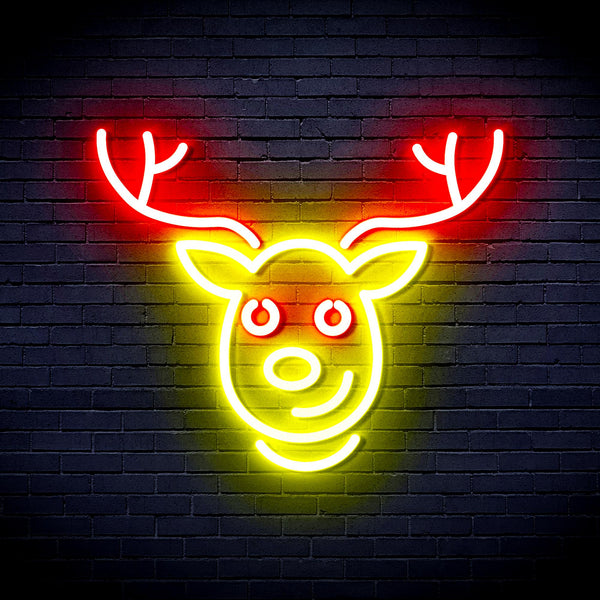 advpro-christmas-deer-face-ultra-bright-led-neon-sign-fnu0100 - Red & Yellow