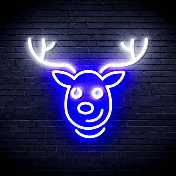 advpro-christmas-deer-face-ultra-bright-led-neon-sign-fnu0100 - White & Blue