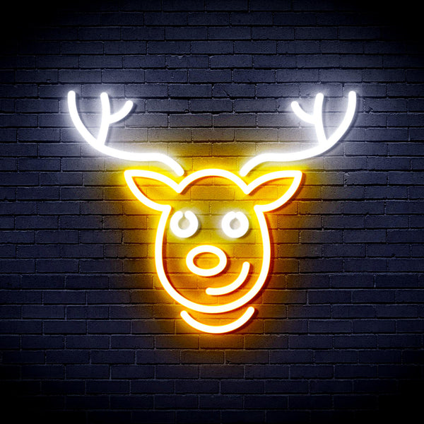 advpro-christmas-deer-face-ultra-bright-led-neon-sign-fnu0100 - White & Golden Yellow