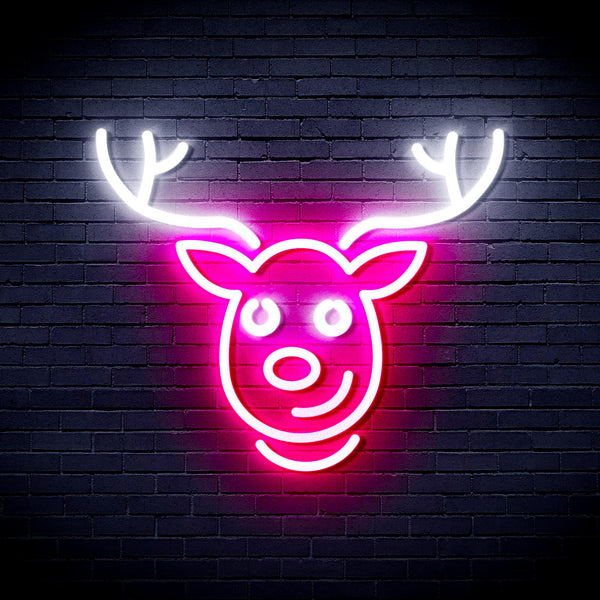 advpro-christmas-deer-face-ultra-bright-led-neon-sign-fnu0100 - White & Pink