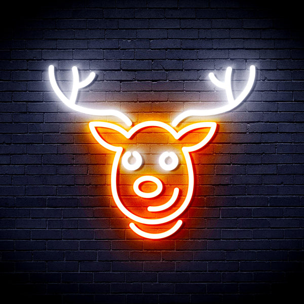 advpro-christmas-deer-face-ultra-bright-led-neon-sign-fnu0100 - White & Orange