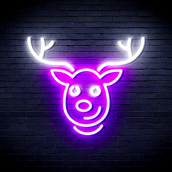 advpro-christmas-deer-face-ultra-bright-led-neon-sign-fnu0100 - White & Purple