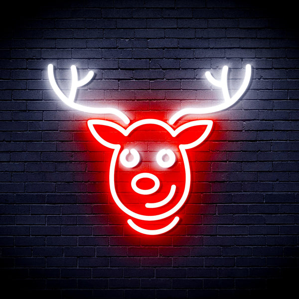 advpro-christmas-deer-face-ultra-bright-led-neon-sign-fnu0100 - White & Red