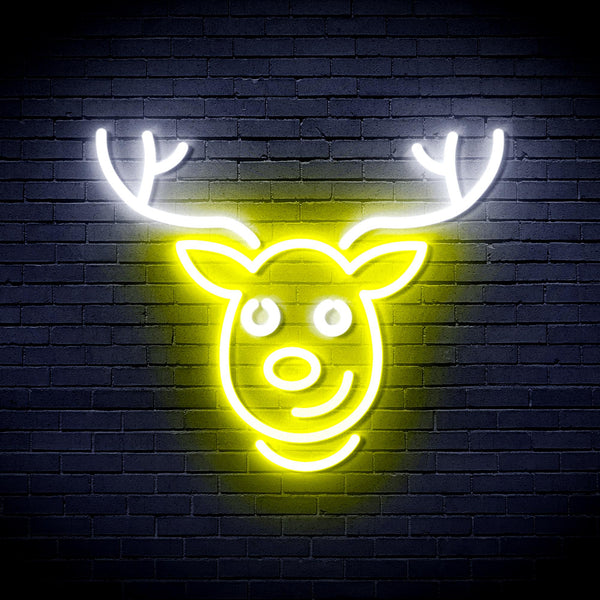 advpro-christmas-deer-face-ultra-bright-led-neon-sign-fnu0100 - White & Yellow