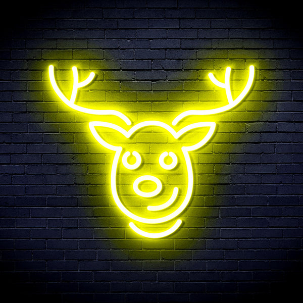advpro-christmas-deer-face-ultra-bright-led-neon-sign-fnu0100 - Yellow