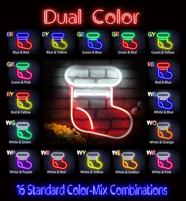 advpro-christmas-sock-ultra-bright-led-neon-sign-fnu0105 - Dual-Color