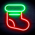 advpro-christmas-sock-ultra-bright-led-neon-sign-fnu0105 - Green & Red
