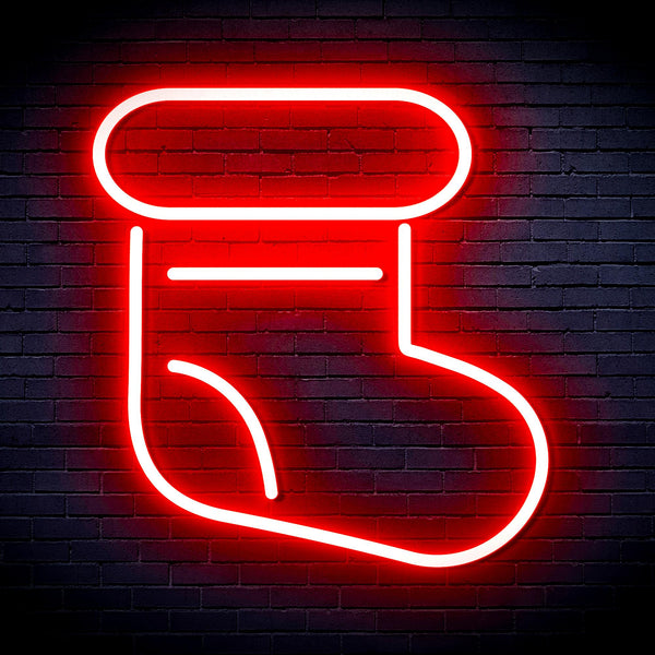 advpro-christmas-sock-ultra-bright-led-neon-sign-fnu0105 - Red
