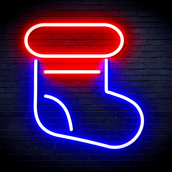 advpro-christmas-sock-ultra-bright-led-neon-sign-fnu0105 - Red & Blue