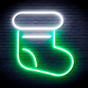advpro-christmas-sock-ultra-bright-led-neon-sign-fnu0105 - White & Green