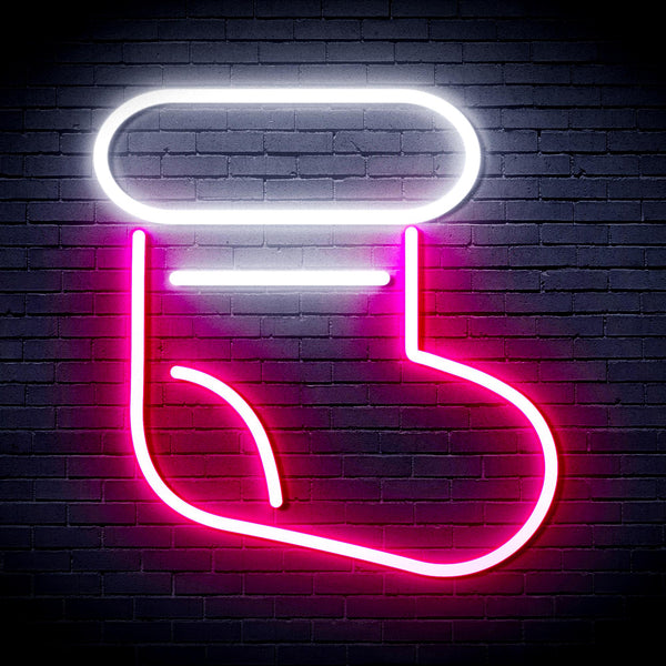 advpro-christmas-sock-ultra-bright-led-neon-sign-fnu0105 - White & Pink