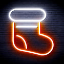 advpro-christmas-sock-ultra-bright-led-neon-sign-fnu0105 - White & Orange