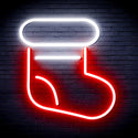 advpro-christmas-sock-ultra-bright-led-neon-sign-fnu0105 - White & Red