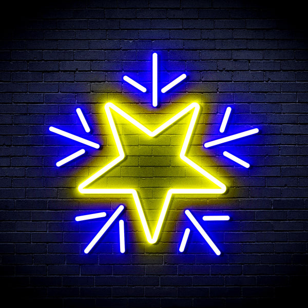 advpro-flashing-star-ultra-bright-led-neon-sign-fnu0106 - Blue & Yellow