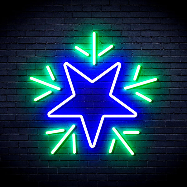 advpro-flashing-star-ultra-bright-led-neon-sign-fnu0106 - Green & Blue