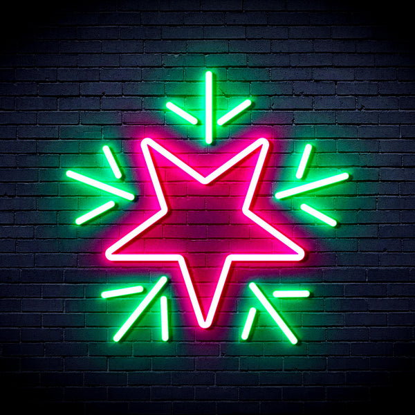 advpro-flashing-star-ultra-bright-led-neon-sign-fnu0106 - Green & Pink