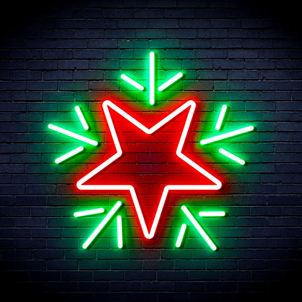 advpro-flashing-star-ultra-bright-led-neon-sign-fnu0106 - Green & Red