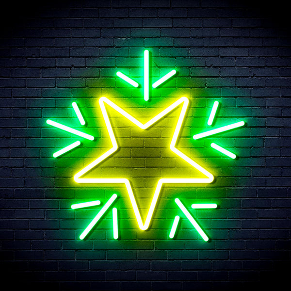 advpro-flashing-star-ultra-bright-led-neon-sign-fnu0106 - Green & Yellow