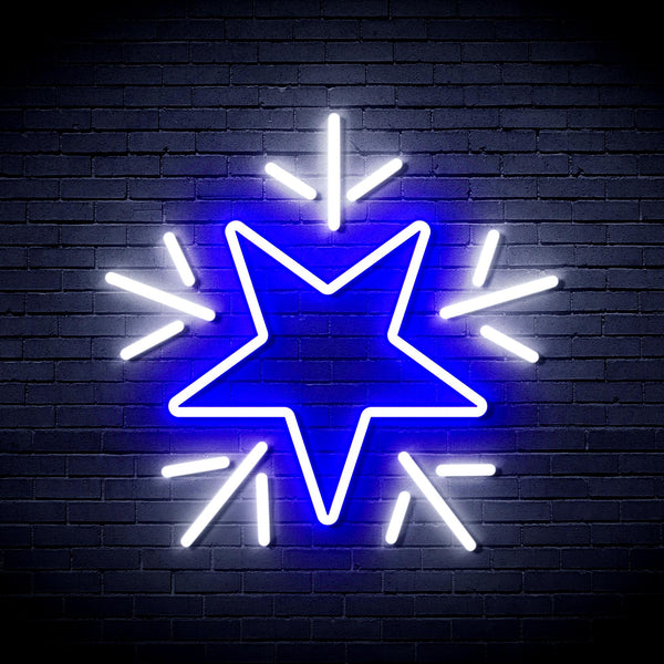 advpro-flashing-star-ultra-bright-led-neon-sign-fnu0106 - White & Blue