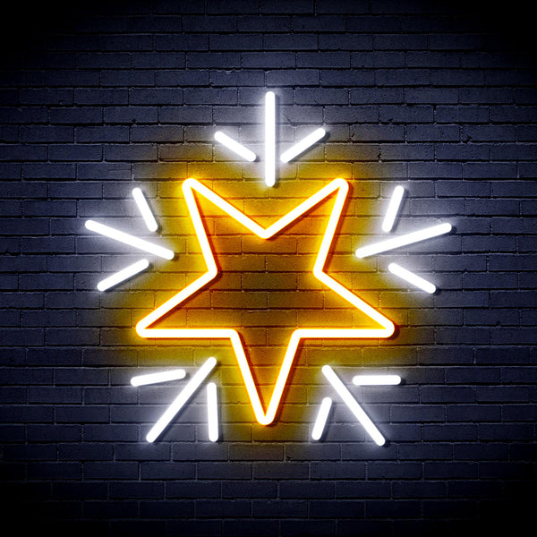 advpro-flashing-star-ultra-bright-led-neon-sign-fnu0106 - White & Golden Yellow