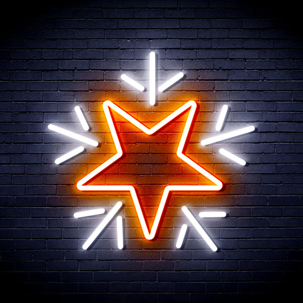 advpro-flashing-star-ultra-bright-led-neon-sign-fnu0106 - White & Orange