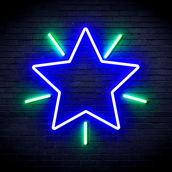 advpro-flashing-star-ultra-bright-led-neon-sign-fnu0109 - Green & Blue