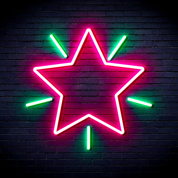 advpro-flashing-star-ultra-bright-led-neon-sign-fnu0109 - Green & Pink