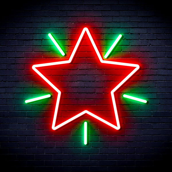 advpro-flashing-star-ultra-bright-led-neon-sign-fnu0109 - Green & Red
