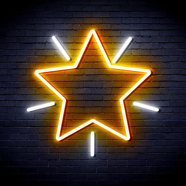 advpro-flashing-star-ultra-bright-led-neon-sign-fnu0109 - White & Golden Yellow