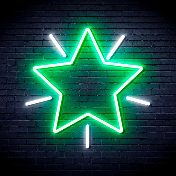 advpro-flashing-star-ultra-bright-led-neon-sign-fnu0109 - White & Green