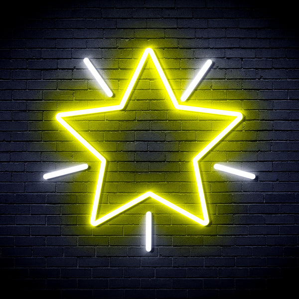 advpro-flashing-star-ultra-bright-led-neon-sign-fnu0109 - White & Yellow