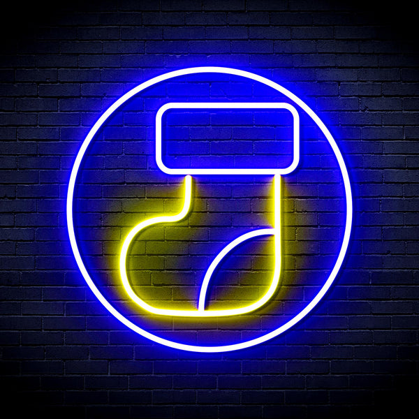 advpro-christmas-sock-ultra-bright-led-neon-sign-fnu0112 - Blue & Yellow