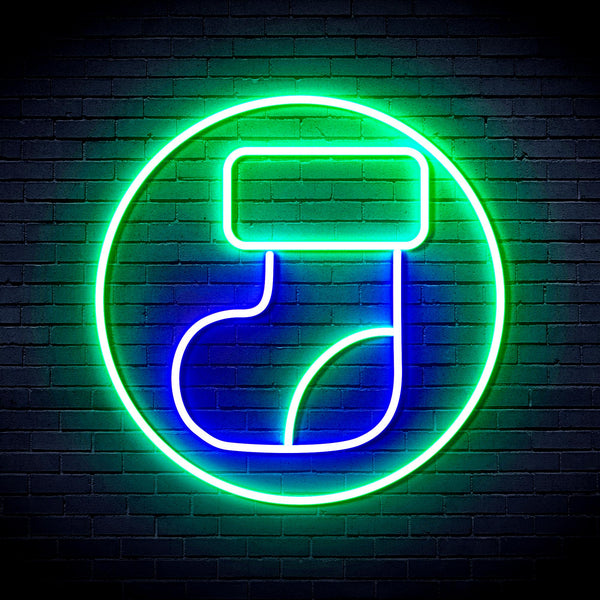 advpro-christmas-sock-ultra-bright-led-neon-sign-fnu0112 - Green & Blue