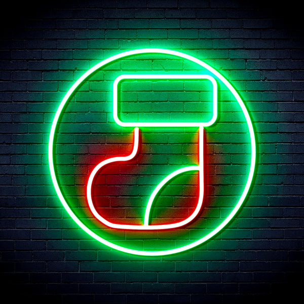 advpro-christmas-sock-ultra-bright-led-neon-sign-fnu0112 - Green & Red