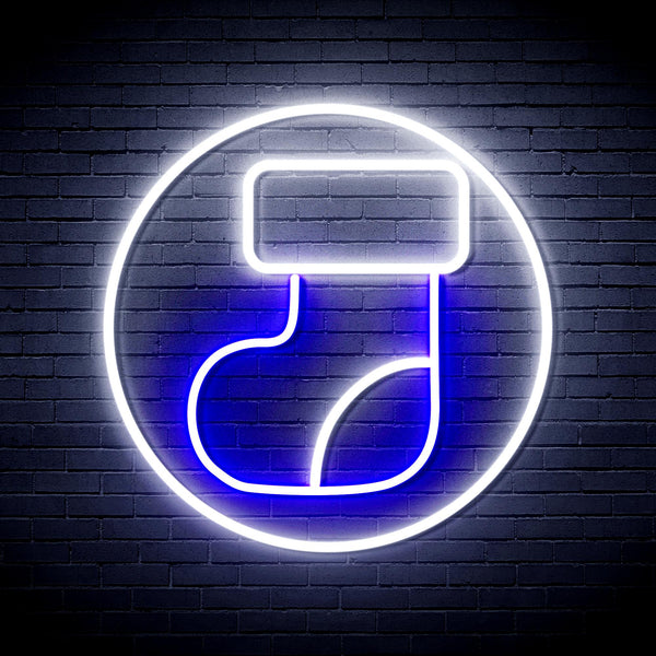 advpro-christmas-sock-ultra-bright-led-neon-sign-fnu0112 - White & Blue