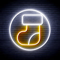 advpro-christmas-sock-ultra-bright-led-neon-sign-fnu0112 - White & Golden Yellow